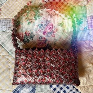 Recycled Candy Wrapper Shoulder Bag in Red and Brown